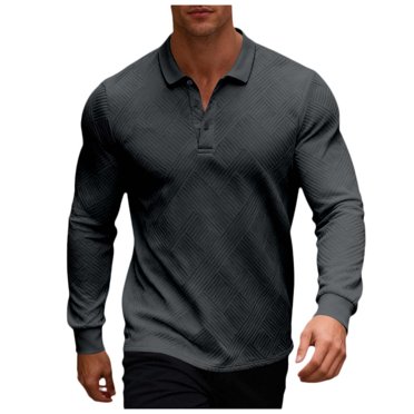 Ketyyh-chn99 Polo à Manches Longues pour Hommes Chemises Décontractées pour Hommes à Col à Revers à Manches Longues Boutonné T-Shirt/sous-Chandail Décontracté Taille pour TG, Gris Foncé