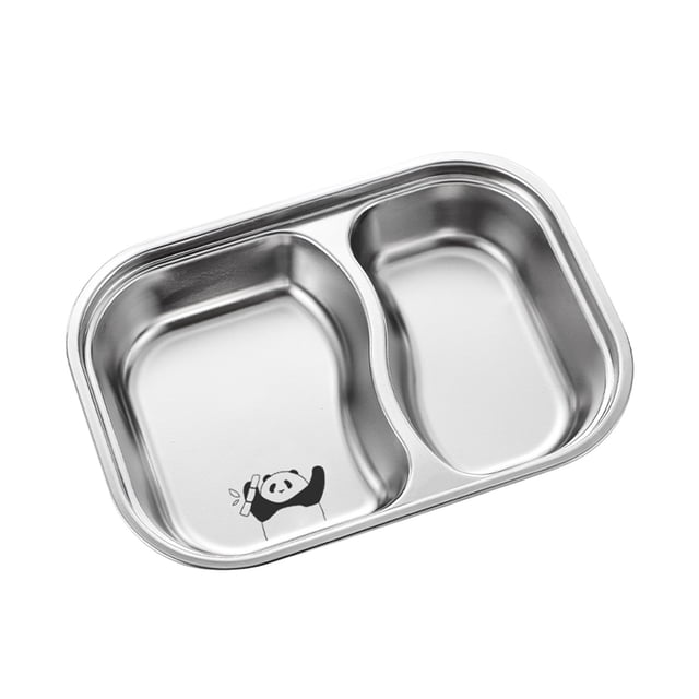 Aihimol Plateau d'Assiettes Compartimentées en Acier Inoxydable, Plat de Service Compact, Collation pour le Souper, Plats de Camping