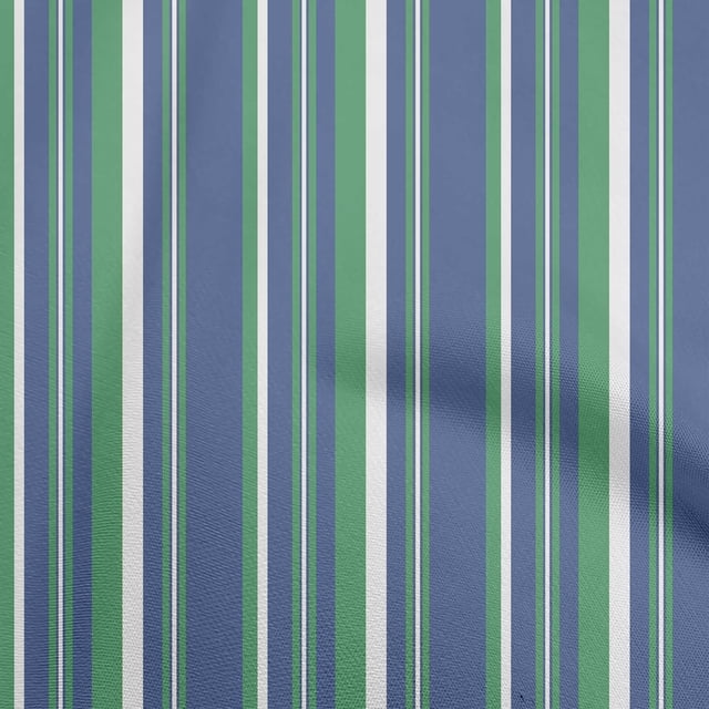 oneOone Velvet Medium Blue Fabric Stripes Sewing Material Print Fabric By The Yard 58 Inch Wide-R3