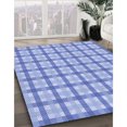 thumbnail image 3 of Ahgly Company Machine Washable Indoor Round Transitional Jeans Blue Area Rugs, 4' Round, 3 of 7