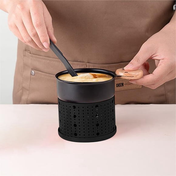 Round Cheese Oven Set Mini Non Stick Baking Pan Solid Wood Handle Outdoor Indoor Coffee Stove Without Lid