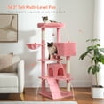 thumbnail image 3 of PAWZ Road 56" Multi-Level Cat Tree with 2 Condos and Hammock for Large Cat Indoor Cactus Pink, 3 of 6