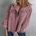 thumbnail image 4 of MesaSe Womens Corduroy Shacket Jacket Long Sleeve Button Down Color Block Hooded Coat with Pockets, 4 of 7