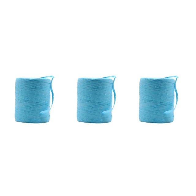 mmirethe Fiber Sturdy And Durable Raffia Rope Yarn For DIY Crafts Not Easy To Fade Natural Paper Ribbon acid blue 3Set