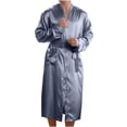 thumbnail image 1 of Lolmot Men Solid Casual Long Sleeves Lace-up Home Pocket Long Pajama Robe, 1 of 6