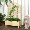 thumbnail image 2 of Outsunny 59' Raised Garden Bed Wooden Planters Box with Trellis, Natural, 2 of 10