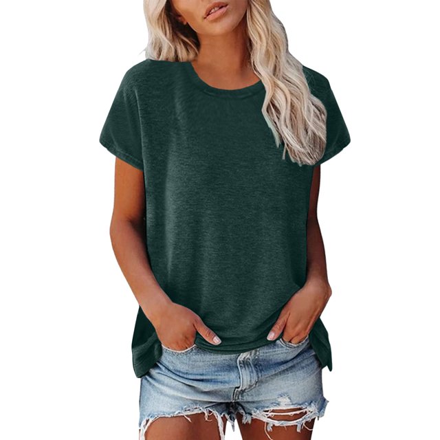 Hiiyo T-Shirt pour Femme à Manches Courtes, Col Rond, T-Shirt d'Été Décontracté, Tailles TG