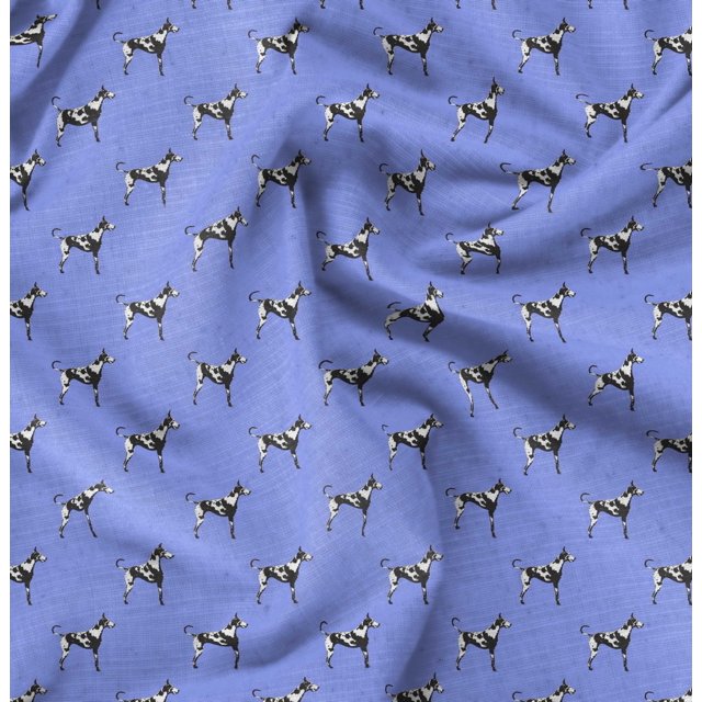 Soimoi Tissu Satin Modal Imprimé Chien Great Dane au Mètre 42 Pouces de Large