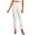 thumbnail image 2 of Timegard Pantalon Habillé pour Femmes Jambe Fuselée Taille Haute Froncé Affaires Travail Décontracté Pantalon Ample Automne, 2 of 5