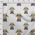 thumbnail image 2 of oneOone Silk Tabby Fabric Leaves|Bird & Floral Block Printed Craft Fabric BTY 42 Inch Wide, 2 of 4