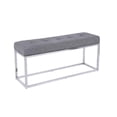 thumbnail image 2 of Heavenly Collection Tabouret Rembourré en Tissu Gris avec Base Chromée – Tabouret Moderne pour Coiffeuse, Chambre ou Salon, 2 of 6