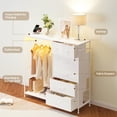thumbnail image 2 of BeesClover 49.2" w Dresser with Hanging Rack & LED Lights, 6-Drawer Closet Organizer with Charging Station, Tall Storage Tower for Bedroom, Reversible Wood Top Chest, Sturdy Frame, 2 of 7