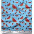 thumbnail image 1 of Soimoi Blue Moss Georgette Fabric Watermelon Fruits Print Fabric by Yard 42 Inch Wide, 1 of 3