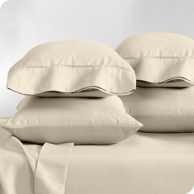 Bare Home Pillowcase Set - Premium 1800 Collection - Double Brushed - Ultra Soft - Standard Size, Sand, 4 Count