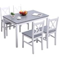 thumbnail image 3 of Soges 5 Pieces Dining Table Set, Pine Wood Kitchen Dining Table with 4 Chairs, Wood Rectangular kitchen table and chairs for 4, Small Dining Set for Bar Dining Room Breakfast Nook, White and Gray, 3 of 6