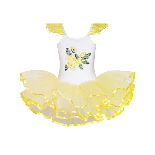 Robe Fille Mignonne Tutu Danse Ballet Jaune 2-3 Ans