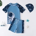 thumbnail image 2 of MIASHUI Boys Two Piece Rash Guard Swimsuits Kids Short Sleeve Bathing Suit with Sun Hat,Navy,2-3 Years, 2 of 3
