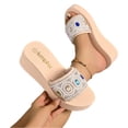 thumbnail image 2 of Commforr Women's Rhinestones Platform Sandals Slides Sparkly Crystal Summer Open Toe Slip-on Comfort Soft Sole Home Outdoor Non-Slip Slipper, Multicolor, 38, 2 of 8