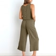 thumbnail image 2 of Birdeem Ensemble Mode Femme 2 Pcs Blouse Sans Manches Col Rond + Pantalons à Poches Amples, 2 of 7