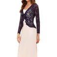 thumbnail image 4 of INSPIRE CHIC Women's Floral Lace Cardigans Tie Front Ruffled Hem Sheer Crop Bolero Shrug S Purple, 4 of 6