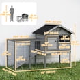 thumbnail image 3 of PawHut Rabbit Hutch Outdoor, 48"L Large Wooden Bunny Cage with Run Box, 3 of 10