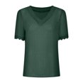 thumbnail image 4 of LSLJS T-Shirts pour Femmes Mode Femmes Décontracté Uni Manches Courtes Col en V T-Shirt en Dentelle Blouse Hauts, 4 of 9