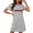 thumbnail image 4 of Chemise de Nuit pour Femme à Manches Courtes, Vêtement de Nuit Confortable, T-Shirts de Nuit Imprimés à Col Rond, Robe de Sommeil Tee, Robe de Pyjama Douce et Ample, Gris G, 4 of 5