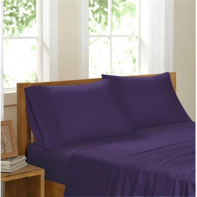 Egyptian Comfort Sateen Sheet Set, Purple - Double