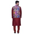 thumbnail image 3 of Atasi Kurta Pyjama Traditionnel Uni à Col Mandarin avec Ensemble de Veste Imprimée, 3 of 3