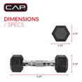 thumbnail image 4 of Haltère hexagonale enduite CAP Barbell, Single 3 - 100 lb, 4 of 7