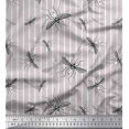 thumbnail image 1 of Soimoi Grey Silk Fabric Stripe & Mosquito Insects Fabric Prints By Yard 42 Inch Wide, 1 of 1
