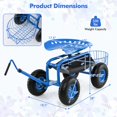 thumbnail image 3 of Costway Chariot de Jardin à Roulettes Siège de Travail Chariot Trottinette pour la Plantation avec Poignée Extensible Bleu, 3 of 10