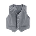 thumbnail image 3 of YONGHS Garçons Enfants Gilet de Costume Satiné Formel Coupe Classique Col en V à Simple Boutonnage Gilet de Robe Gris 4, 3 of 6