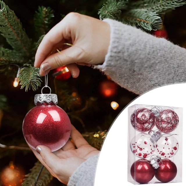 6CM6PC Christmas Decorations Tree Ball Bauble Hanging Home Party Ornament Decor