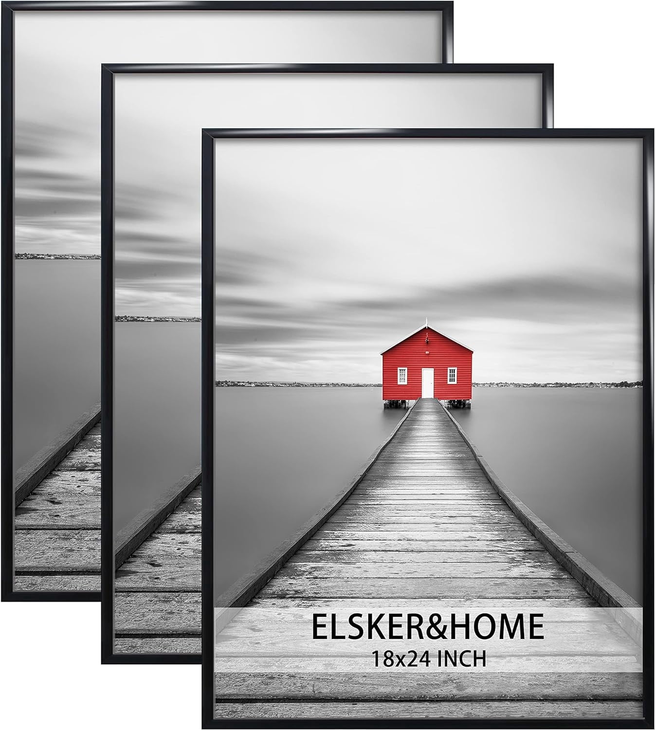 ELSKER&HOME 18x24 Poster Frame 3 Pack, Black Picture Frame for Horizontal or Vertical Wall Mounting