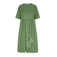 thumbnail image 4 of Robe Longue d'Été pour Femmes en Coton et Lin Grande Taille, Col Ras du Cou, Décontractée, Ample, Tunique, Robe T-Shirt, Robe de Printemps avec Poches, 4 of 6