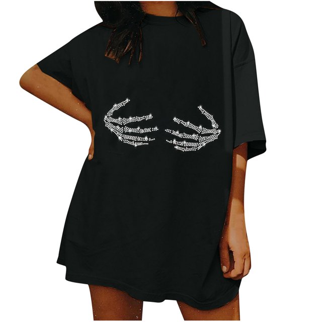 CEHVOM Woman Ladies Dropped Shoulder Sleeves Loose Short Sleeve Top Pullover Tops