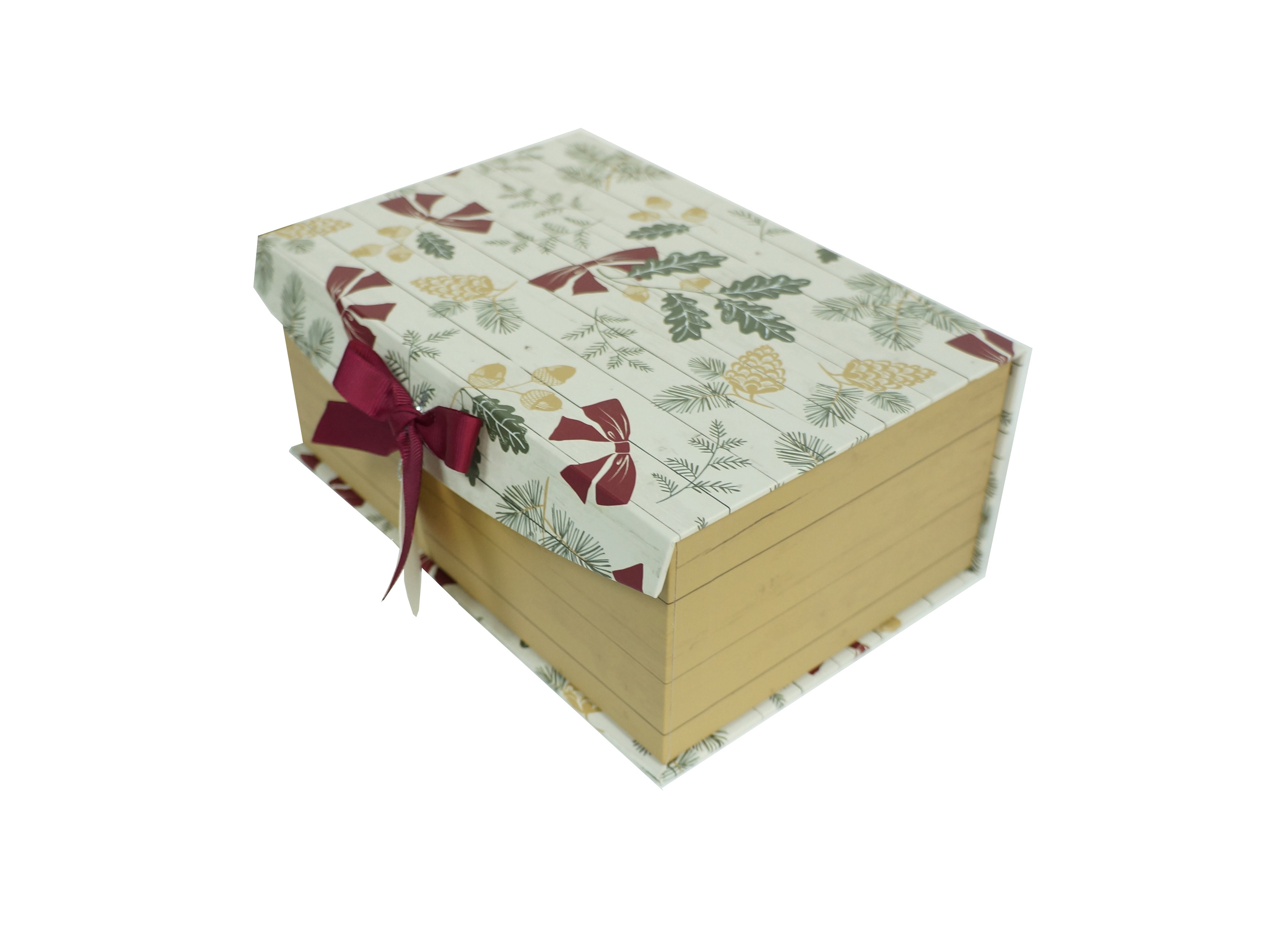 Grain Pinecone Christmas Small Decor Box,9 in x 6 in x 3.75 in,by Holiday Time