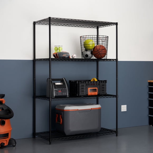 TRINITY 4-Tier NSF Black Shelving Rack
