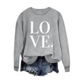 thumbnail image 1 of Penkiiy T-Shirts de la Saint-Valentin pour Femmes, Chandail en Molleton Graphique Cœur Rouge, Manches Longues, Col Rond, Hauts L Gris, 1 of 4