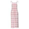 thumbnail image 5 of Lenpel Women's Jumpsuits Plus Size Sleeveless Spaghetti Strap Striped Plaid Straight Leg Rompers Causal Loose Overalls with Pockets, 5 of 5