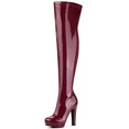 thumbnail image 1 of Unique Bargains Women's Patent Leather Platform Chunky Over Knee High Boots, 1 of 7