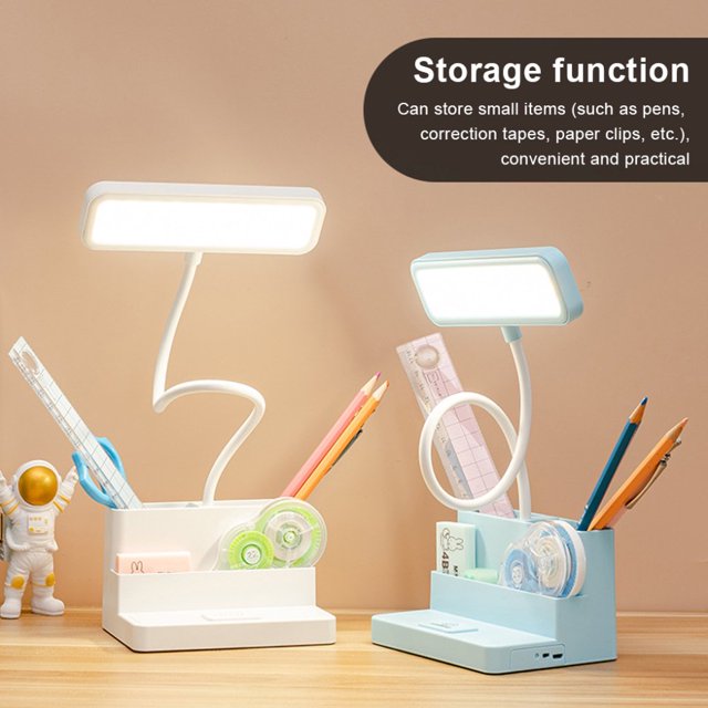 AMERTEER Lampe de Lecture de Table Lampe de Chevet Lampe de Bureau LED Rechargeable pour Rangement de Papeterie Protection des Yeux (Blanc Type 1)