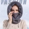 thumbnail image 3 of Women Winter Outdoor Riding Headgear Cold-Proof Ski Cap Warm Bib Face Mask Integrated Cold-Proof Hood Hat, 3 of 5