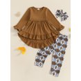 thumbnail image 4 of FOCUSNORM Toddler Baby Girls Cowgirl Clothes Set Ruffled Trim Long Sleeve Tops Long Pants Headband Fall Spring Outfits, 4 of 9