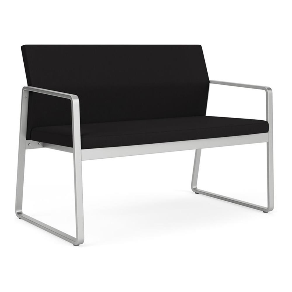 Gansett Reception Waiting Room Healthcare Loveseat / Silver Steel / Black