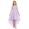 thumbnail image 3 of Raenseen Robe de Demoiselle d'Honneur Junior pour Fille, Fleurs, pour Mariage, Froncée, une Épaule, Fête, Ourlet Haut-Bas, Bal, Lavande, 8, 3 of 6