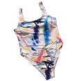 thumbnail image 3 of Maillot de Bain Imprimé Taille Ajourée Femmes Maillot de Bain Grande Taille Polyester Taille Ajourée Maillot de Bain Tenue de Plage, Blanc Imprimé, 3TG, 3 of 7