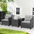 thumbnail image 4 of Patiojoy 3 Pieces Outdoor Furniture Set Patio PE Rattan Conversation Set with Removable Cushions PE Wicker Sofas with Tempered Glass Side Table, 4 of 10