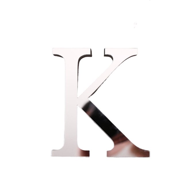 2Pcs Letter Ornament Waterproof Removable Silver-plated 3D Mirror Surface Acrylic Decal for Wedding